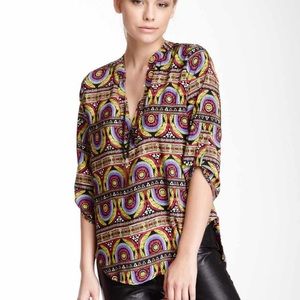 Meghan LA Multi color abstract blouse